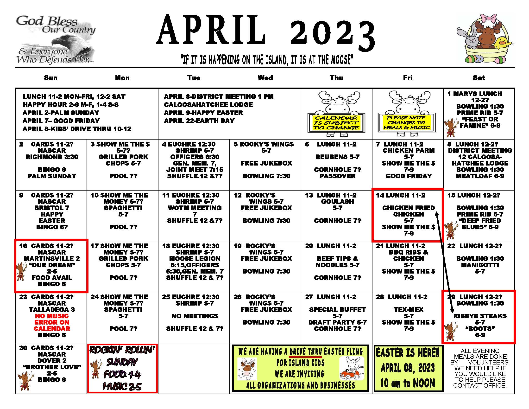 Pine Island Moose Calendar